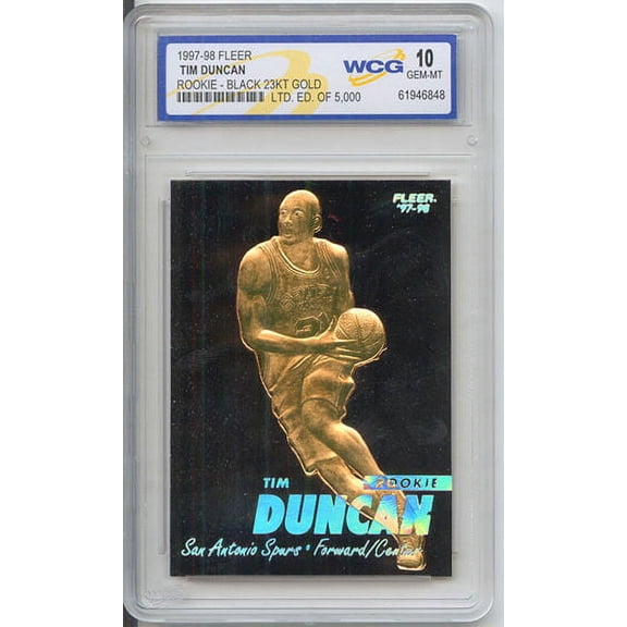 TIM DUNCAN 1997-98 Fleer ROOKIE 23KT Gold Card GEM MINT 10 Sculptured BLACK GOLD