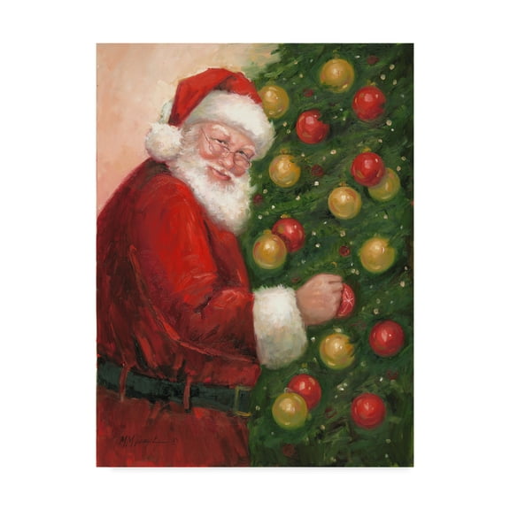 Trademark Fine Art 'Santa With Ornaments' Canvas Art by Mary Miller Veazie