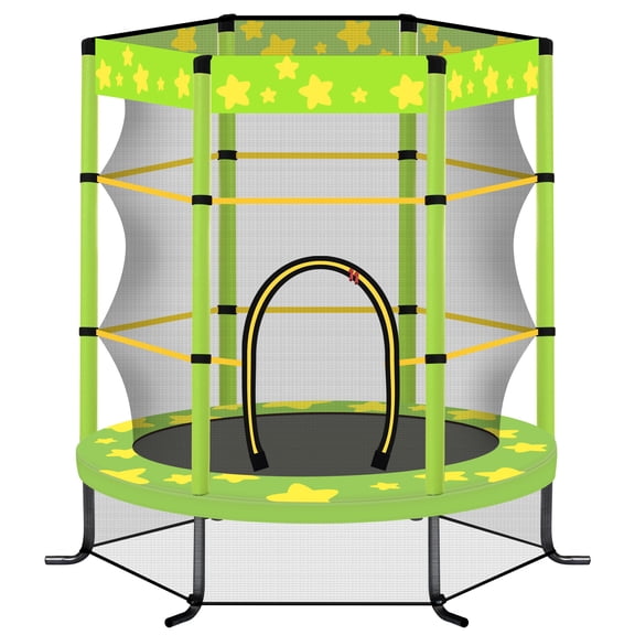 55" Mini Trampoline for Kids, SHINPT Kids Trampoline for Toddlers, 4.5FT Baby Trampoline with Safety Enclosure Net, Small Trampoline with Star Print Indoor/Outdoor, Outside Toy for Kids for Garden