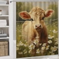 thumbnail image 5 of Farmhouse Highland Cow Funny Cattle And Flower 4 Pcs Shower Curtain Set with Rug Bathroom Sets with Waterproof Fabric And Non-Slip Rugs Toilet Lid Cover Bath Mat Decor with Hooks, 5 of 8