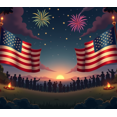 thumbnail image 3 of Patriotic Design Event Banner American Flag Holiday Banner Firework Display for Independence Day Celebration Outdoor Decoration Night Event, 3 of 3