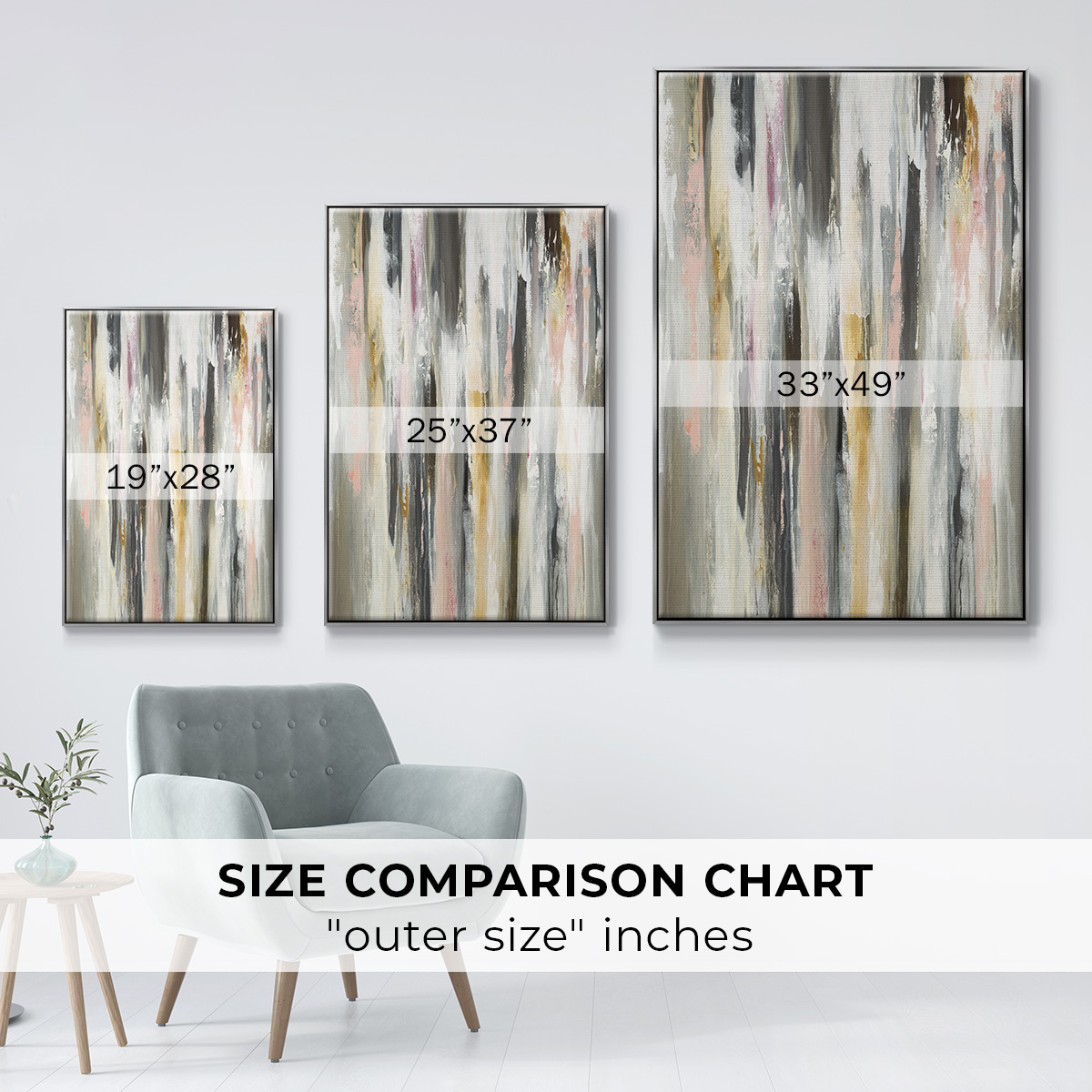 Color Ripple II Framed Premium Gallery Wrapped Canvas - Ready to Hang - 27 x 41 - Silver Floating Frame