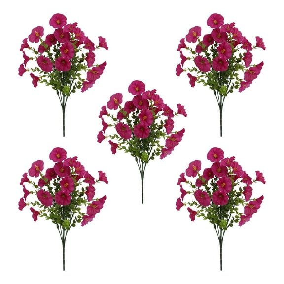 5PC Realistic Outdoor Artificial Flowers, Waterproof Sun Proof Fake Floral, Indoor Outdoor Garden Decor, Low Maintenance Long Lasting, Versatile Home Wedding Floral Ornament