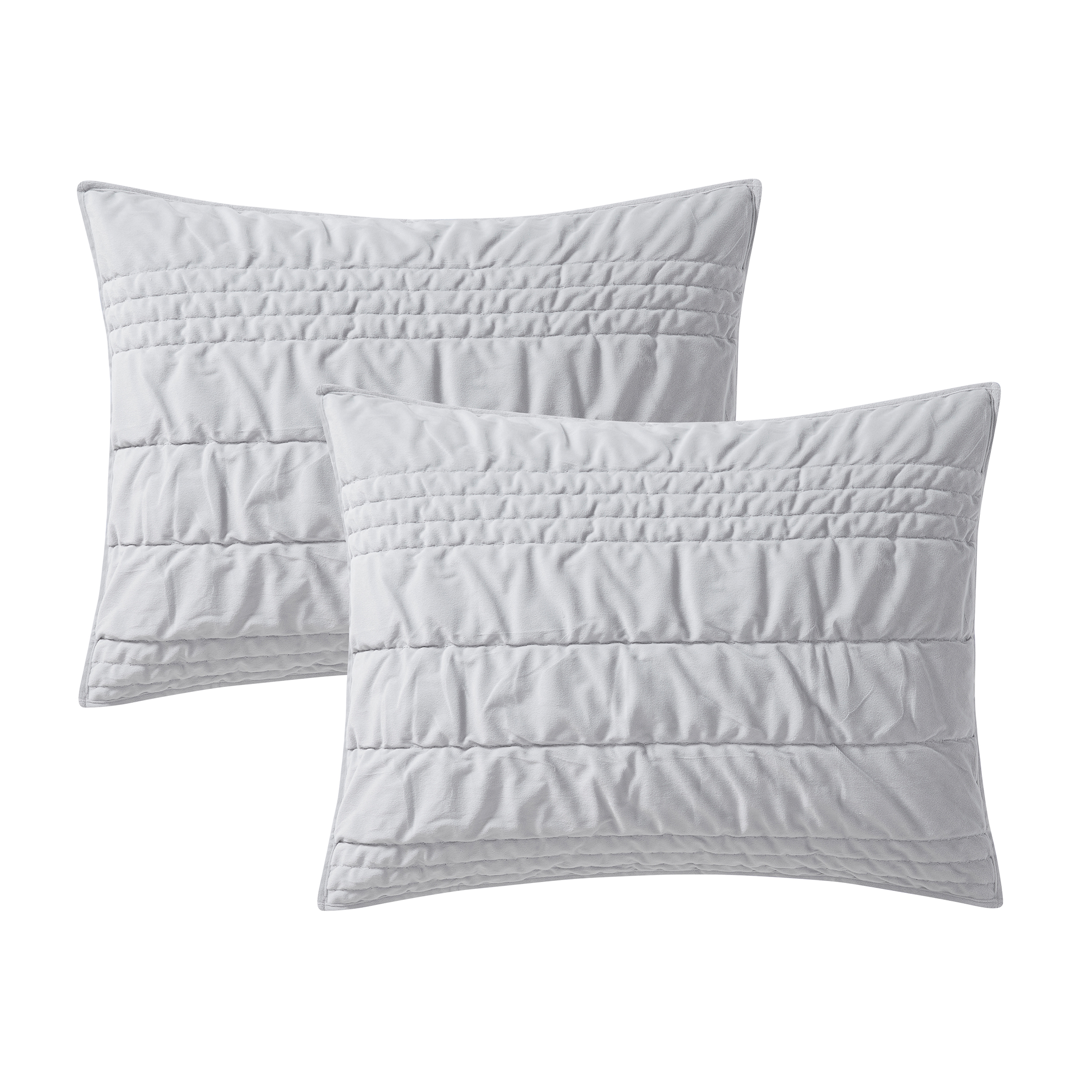 Mainstays Solid Grey Zig Zag Stripe Reversible Crystal Mink Pillow Shams, King (2 Count)