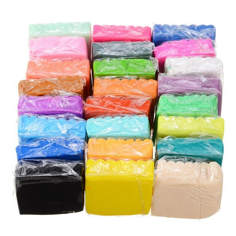 24 Mixed Colour Soft Oven Bake Polymer Clay Modelling Block Art