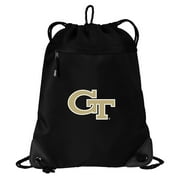 Georgia Tech Drawstring Bag TWO SECTION GT Yellow Jackets Cinch Pack Backpack - Unique Mesh & Microfiber