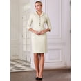 thumbnail image 2 of DARING DIVA 3/4 Sleeve Collared Vintage Tweed Midi Dress S Beige White, 2 of 6