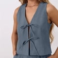 thumbnail image 5 of Women's Tie Front Vest and Shorts Set Resort Summer 2 Piece Outfit, 5 of 9