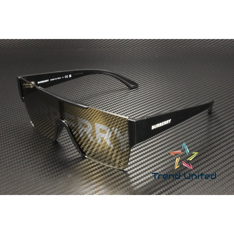 NIB $265 BURBERRY BE 4291 SHIELD matte black gray lens sunglasses unisex Burberry Shield Men main image 4