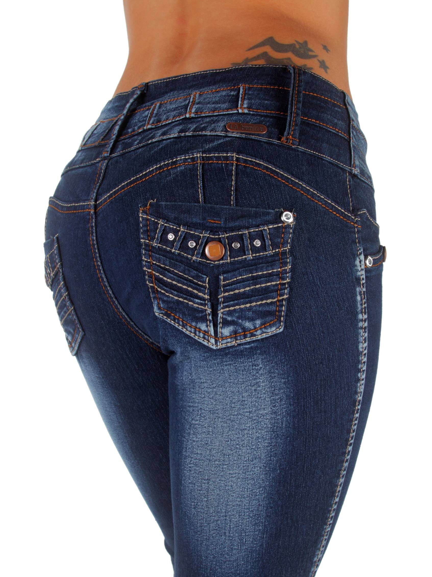 BLUE LA-263 High Waist  Stretch Push-Up Colombian Design Skinny Jeans in M 