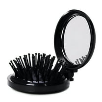 ACDANC Mini Folding Hair Brush with Mirror, Compact Pop up Pocket Brush, Small Travel size Flip Hair Brush for Purse/Backpack