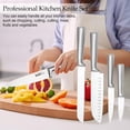 thumbnail image 4 of Kitchen Knife Set, 5-Pieces Classic Carbon Stainless Steel Knife Set with Ergonomic Handle, Sharp Professional Chef Knife Set for Cooking, Kitchen Knife Set with Gift Box (Silver), 4 of 7
