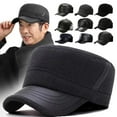 thumbnail image 2 of Winter Middleaged and Elderly Mens Warm Baseball Cap PU Leather Plush Insu XOD, 2 of 7