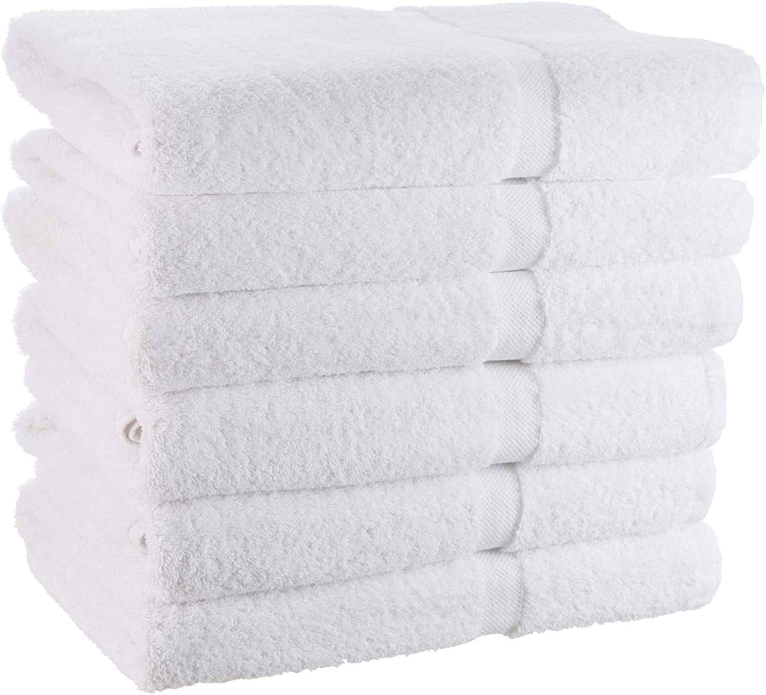 Wealuxe Cotton Bath Towels - 22x44 inch - Small and Lightweight - 6 Pack - White