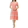 thumbnail image 2 of Vestido midi de tirantes cortos con escote cuadrado y detalles de encaje de INSPIRE CHIC en rosa S, 2 of 6