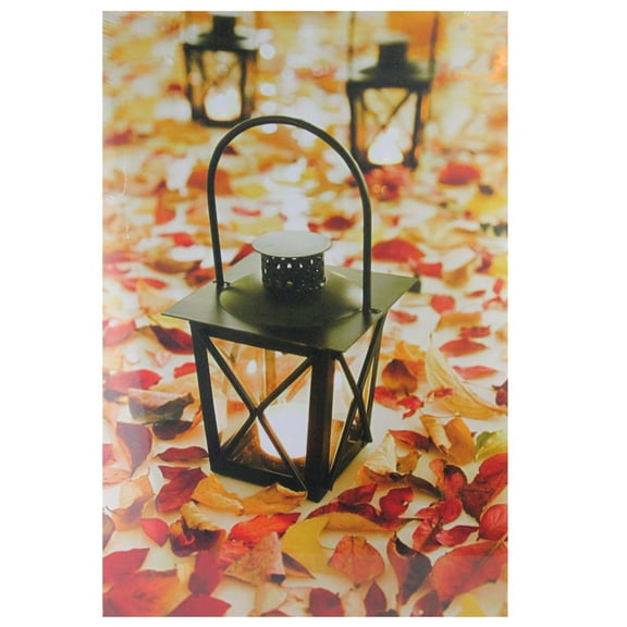 Northlight LED Lighted Autumn Leaves and Lanterns Fall Harvest Canvas Wall Art - 23.5" x 15.5"