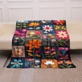thumbnail image 6 of HELLOYOUNG Queen Size Fleece Blanket - Soft Plush All-Season Bedspread Large Multicolor Retro Floral Patchwork Flannel Throw for Bed Couch Travel - Cozy Cartoon Blanket Gift for Home, 6 of 10