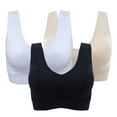 thumbnail image 4 of 3PCs Women Plus Size Sport Bras Seamless Breathable Underwear Wireless Racerback Bralettes Vest Sport Underwear Top, Multicolor, M-3XL, 4 of 7