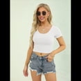 thumbnail image 4 of Camiseta Informal de Verano de Corta con Cuello en V para Mujer, de Punto Acanalado y Corte Ajustado. L, 4 of 6