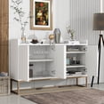 thumbnail image 2 of PORKISS Sideboard Buffet Cabinet, Wooden Storage Cabinet with Doors and Shelves, Modern Buffet Cabinet with Metal Legs for Dining Room, Entryway, White, 2 of 10