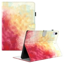 Allytech Colorful PU Leather Case for iPad Mini 6 (2021), iPad Mini 6th Gen 2021 Case with Pen Holder, Soft TPU Back Shell Anti-Slip Stand Card Slots Magnetic Closure Protective Cover, Red Gold