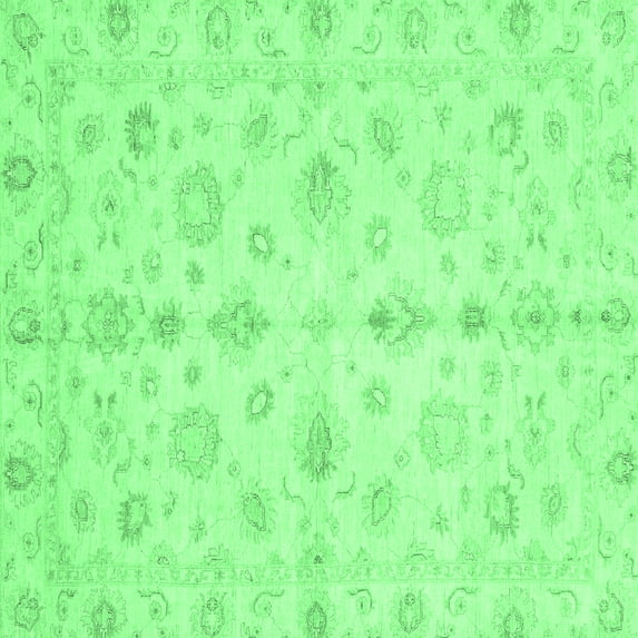 Ahgly Company Indoor Square Oriental Emerald Green Traditional Area Rugs, 3' Square