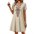 thumbnail image 3 of Puliio Midi Dresses for Women, Short Sleeve V Neck Floral Embroidery Loose Casual Summer Dress, 3 of 9