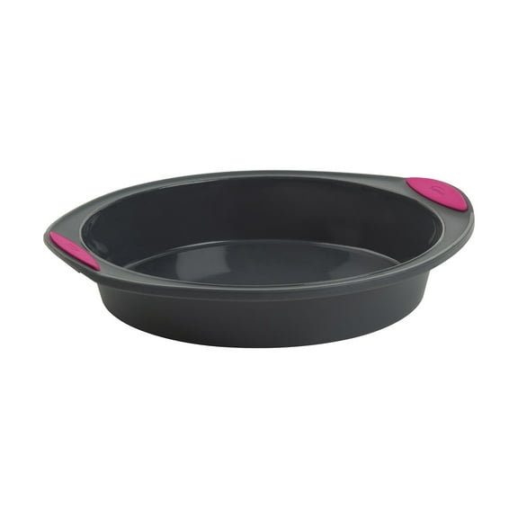 Trudeau Structure Silicone 9-Inch Round Cake Pan, Gray/Pink