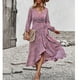 thumbnail image 1 of Vestido floral envuelto en la cintura, correa de swing completo, manga larga, vestido casual de una pieza para mujer, 1 of 8