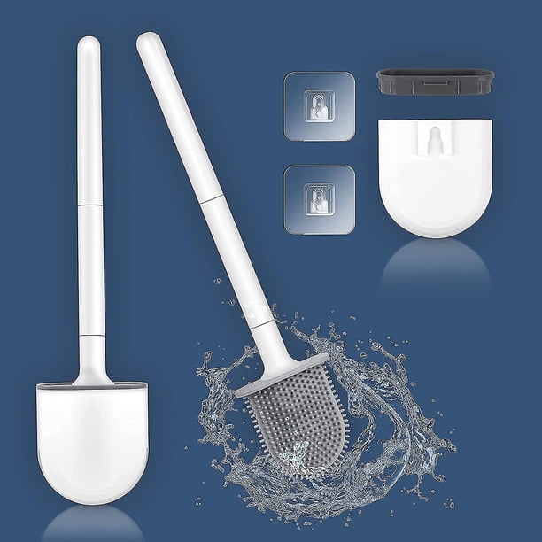 Cepillo de silicona para inodoro, cepillos para inodoro con Base antigoteo para Herramientas de limpieza de Wc
