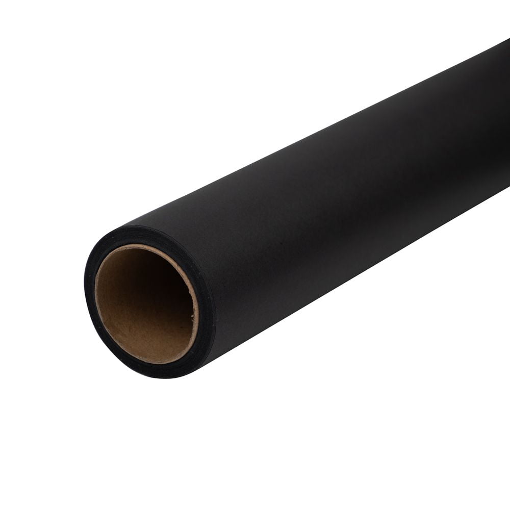 JAM Paper Matte Wrapping Paper, 26.3 Sq ft, Matte Black, Roll 1 Pack