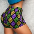 thumbnail image 4 of Fuzoiu Mardi Gras Shiny Green Purple Print Women's Workout Shorts,Workout Biker Shorts Women,Exercise Fitness Shorts,Scrunch Short, Athletic Shorts for Gym Yoga Running Sport Active-X-Large, 4 of 8