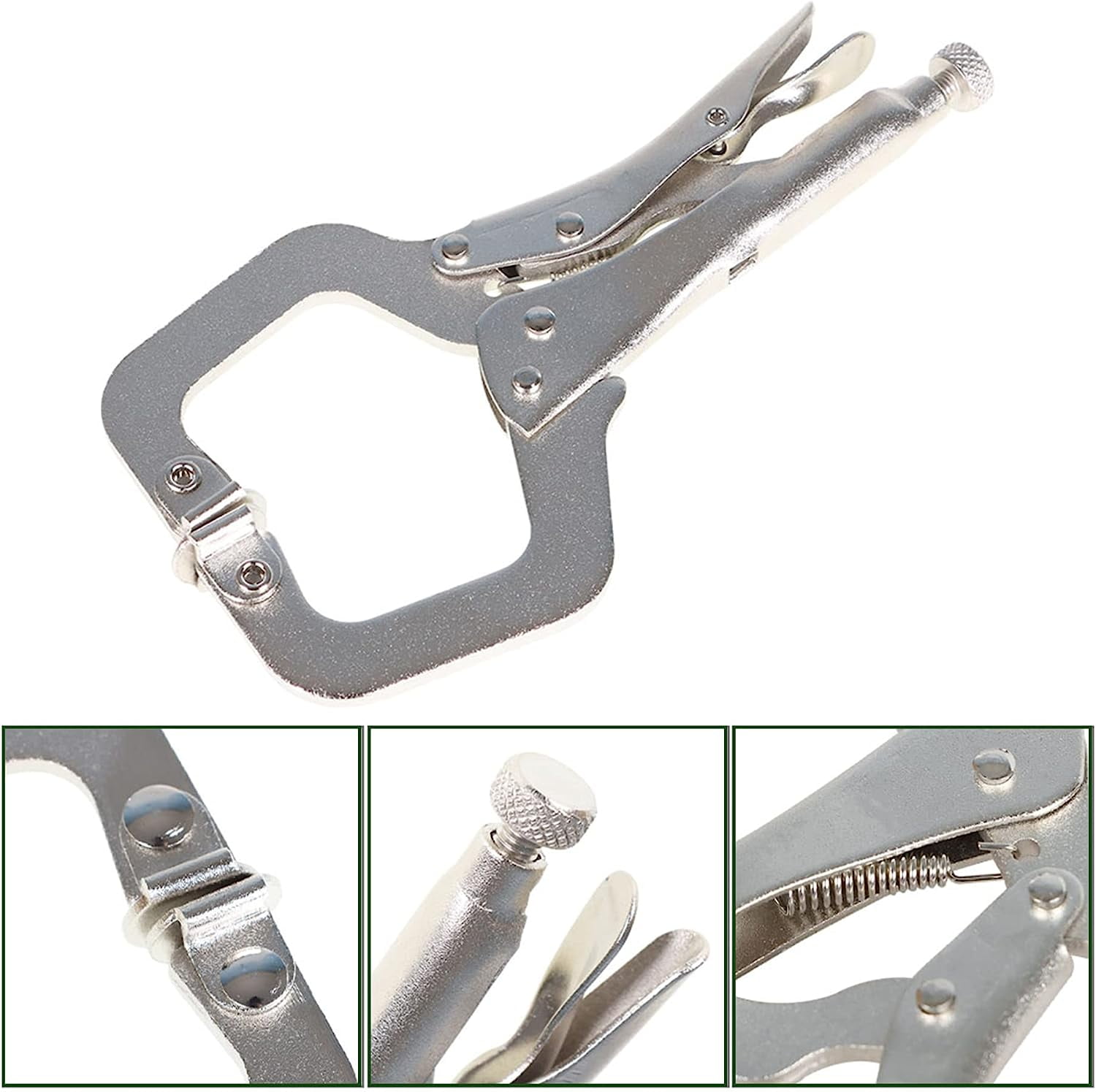 Handdo 5Pcs 6 Inch Locking C Clamps with Swivel Pads Locking Alloy Steel C Clamps Set Heavy Duty C-Type Locking Plier Table and Tool Vise Grip