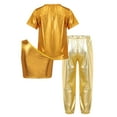 thumbnail image 2 of Sxiwei Kids 3 Pcs Dance Costume Outfits Shiny Metallic Jazz Modern Dance Stage Performance Dancewear Gold 16, 2 of 6