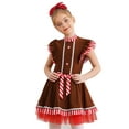 thumbnail image 3 of TSSOE Gingerbread Man Tutu Dress Clothes for Girls Xmas Cookies Outfits Stripes Ballet Tutu Dress Bodysuit Brown 16, 3 of 7