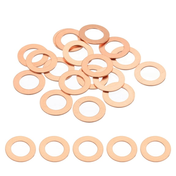 18PCS M12 Copper Washers, M12x20x1mm Copper Crush Washer Metric Flat Washers Sealing Washers Assortment Kit Oil Drain Plug Gasket Ring for Automotive Battery Vehicles Screws Bolt