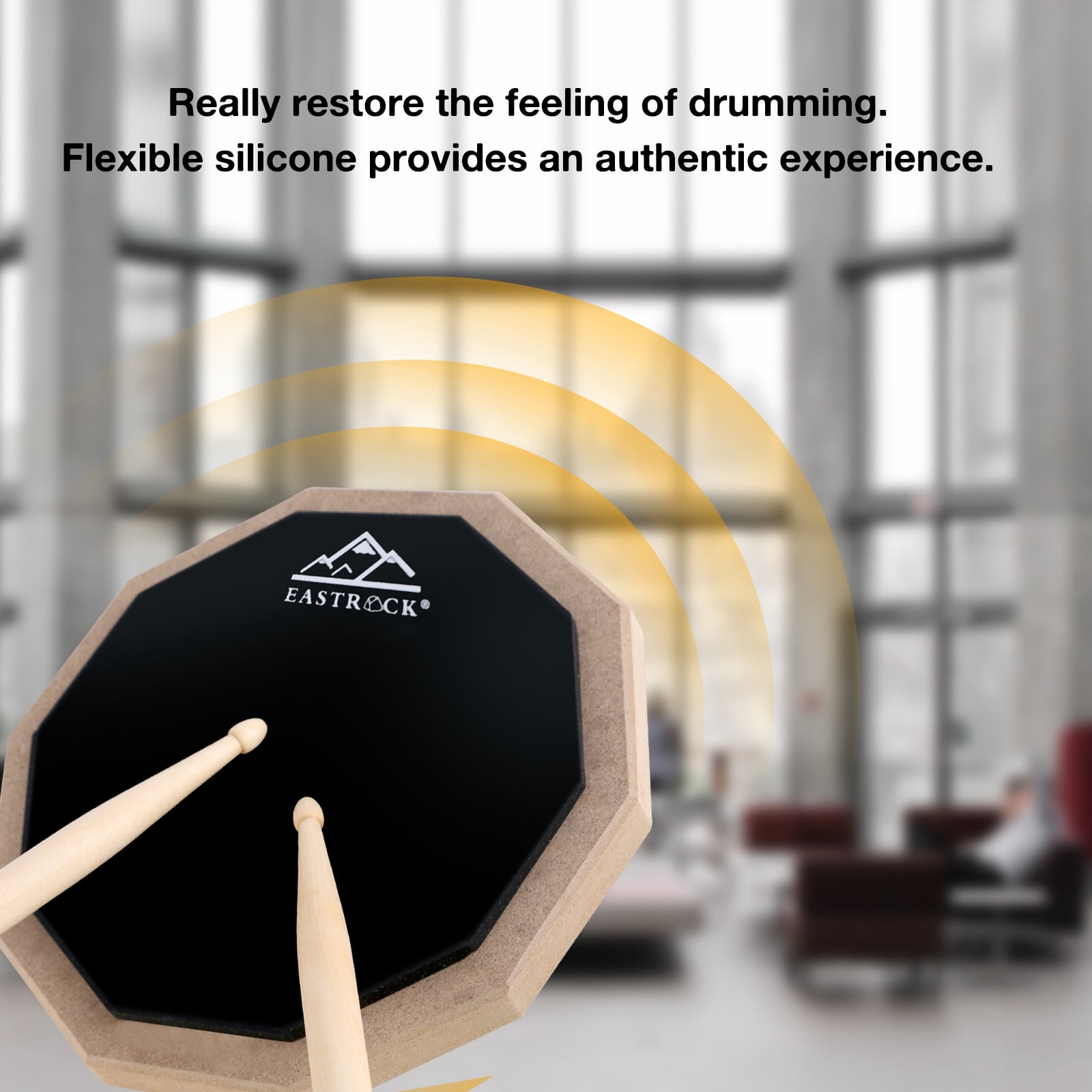 Eastrock Drun Practice Pad 8 inch Double Silicone Surface Non-Slip Rubber Silent Practice Drum Pad for Beginner Black