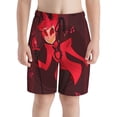 thumbnail image 3 of Hazbin Hotel Alastor Radio Demon Boy's Board Shorts Teen Swim Trunks Drawstring Quick Dry Beach Shorts Summer Beachwear with Mesh Lining and Pockets, 3 of 8