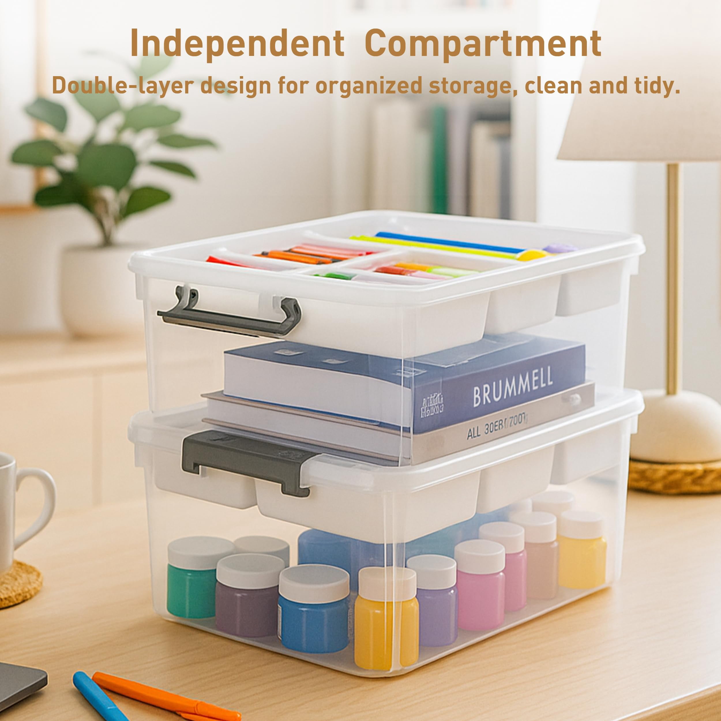 17 Qt Plastic Storage Box With Removable Tray Craft Organizers And Clear Container For Organizing Bead  Tool Sewing Playdoh 2 Packs
