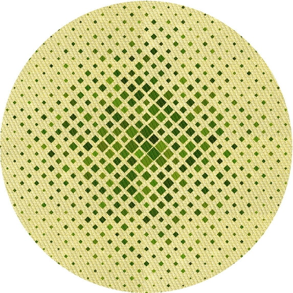 Ahgly Company Machine Washable Indoor Round Transitional Green Area Rugs, 8' Round