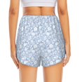 thumbnail image 4 of Goofa Gray White Floral Printed Women 2 in 1 Running Shorts,Quick Dry Athletic Workout Shorts,High Waisted Athletic Shorts with Liner Pockets-Small, 4 of 9