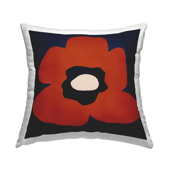 Stupell Industries Modern Red Poppy Flower Square Decorative Printed Throw Pillow, 18 x 18