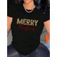 thumbnail image 1 of Creative Christmas Leopard Print Pattern Women'S Trendy Round Neck Short Sleeve, Simple Casual Sports T-Shirt, Comfortable Summer Top for Holidays., 1 of 6