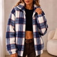 thumbnail image 2 of Fleece Jackets for Women Oversized Stand Collar Zip Up Jacket with Pockets Winter Casual Warm Trendy Plaid Plush Outerwear,Sizes S-2XL, 2 of 5