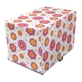 thumbnail image 1 of Orange and Pink Dog Crate Cover, Ornamental Flowers with Blooming Petals Spring Season Theme, Easy to Use Pet Kennel Cover for Medium Large Dogs, 35" x 23" x 27", Pale Pink Orange Yellow, by Ambesonne, 1 of 6