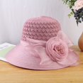 thumbnail image 4 of Shenmeida Womens Sun Straw Hat Wide Brim Summer Foldable Roll Up Floppy Beach Elegant Net Yarn Flower Decor Beach Hat, 4 of 8