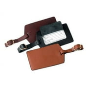 Royce - Luggage tag - with window - strap - 2.8 in x 4.49 in - rectangular - black - top-grain cowhide nappa leather