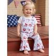 thumbnail image 6 of BemeyourBBs Toddler Baby Girls 4th of July Outfit Patriot Independent Day Clothes Flag Plaid Print Romper Overalls Bell Bottoms Casual Summer Sleeveless Jumpsuit Fourth of July Outfit, 6 of 9