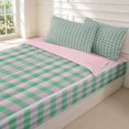 thumbnail image 3 of Manfei Classic Plaid Zipper Full Size Comforter Sets with Fitted Sheet and 2 Pillowcases,Vintage Checkered Zipper Bedding Set,Pink Green,Pink Reversible,4pcs, 3 of 8