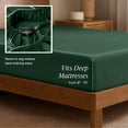 thumbnail image 6 of Bare Home Bamboo Fitted Sheet - Made from Rayon Fibers - Deep Pockets - Soft, Cooling & Breathable - Twin-XL, Forest Green, 6 of 9